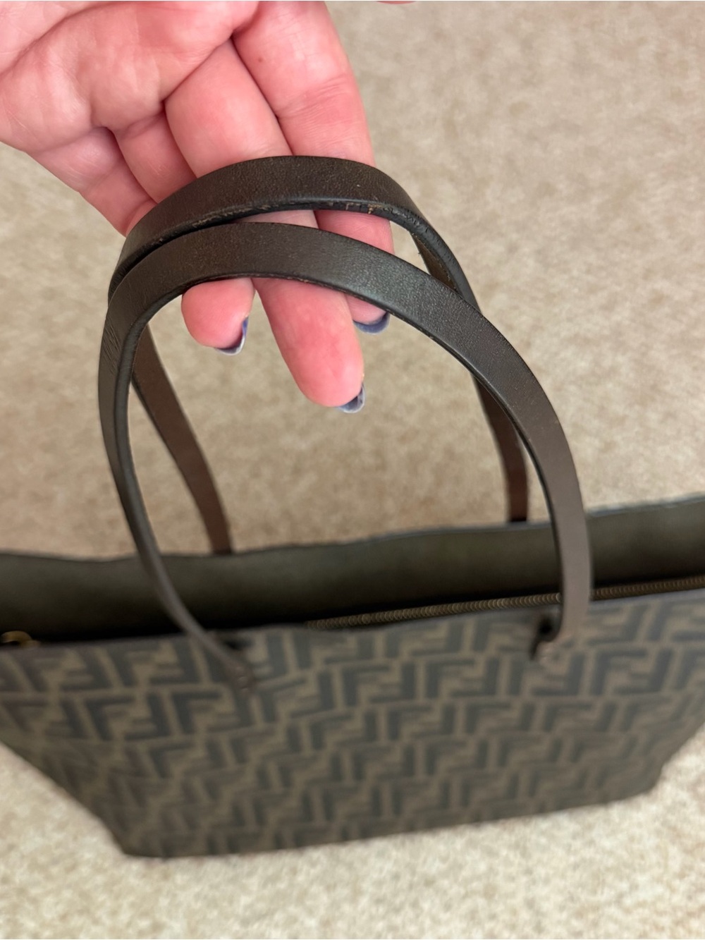 Authentic Fendi Brown Zucca Canvas Roll Tote - Picture 6 of 12